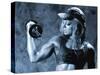 Female Bodybuilder with Dumbbell-null-Stretched Canvas