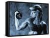 Female Bodybuilder with Dumbbell-null-Framed Stretched Canvas