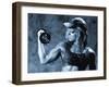 Female Bodybuilder with Dumbbell-null-Framed Premium Photographic Print