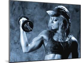 Female Bodybuilder with Dumbbell-null-Mounted Premium Photographic Print
