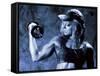 Female Bodybuilder with Dumbbell-null-Framed Stretched Canvas