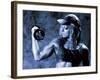 Female Bodybuilder with Dumbbell-null-Framed Photographic Print