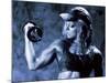 Female Bodybuilder with Dumbbell-null-Mounted Photographic Print