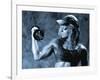 Female Bodybuilder with Dumbbell-null-Framed Photographic Print