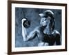 Female Bodybuilder with Dumbbell-null-Framed Photographic Print