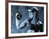 Female Bodybuilder with Dumbbell-null-Framed Photographic Print