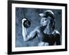 Female Bodybuilder with Dumbbell-null-Framed Photographic Print