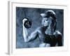 Female Bodybuilder with Dumbbell-null-Framed Photographic Print