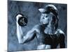 Female Bodybuilder with Dumbbell-null-Mounted Photographic Print