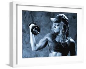 Female Bodybuilder with Dumbbell-null-Framed Photographic Print