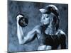 Female Bodybuilder with Dumbbell-null-Mounted Photographic Print
