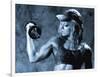 Female Bodybuilder with Dumbbell-null-Framed Photographic Print