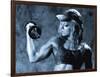 Female Bodybuilder with Dumbbell-null-Framed Photographic Print