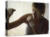 Female Boxer Practicing-null-Stretched Canvas