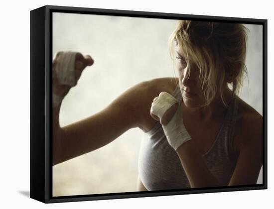 Female Boxer Practicing-null-Framed Stretched Canvas