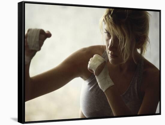 Female Boxer Practicing-null-Framed Stretched Canvas