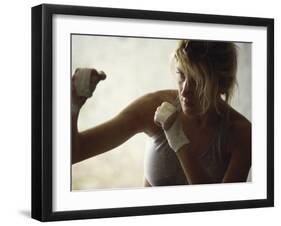 Female Boxer Practicing-null-Framed Premium Photographic Print