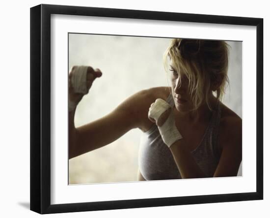 Female Boxer Practicing-null-Framed Photographic Print