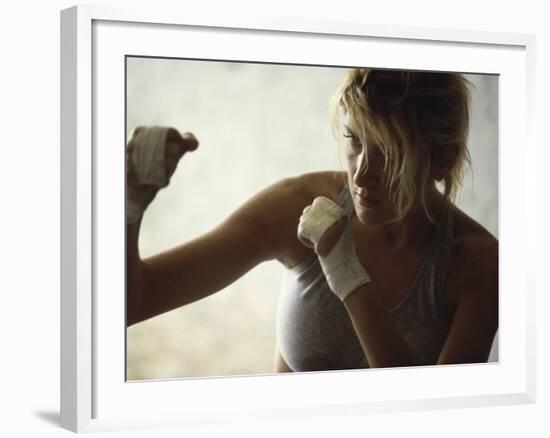 Female Boxer Practicing-null-Framed Photographic Print