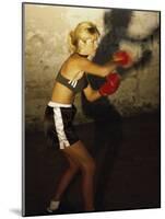 Female Boxer Practicing-null-Mounted Photographic Print