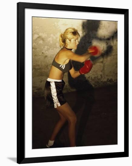 Female Boxer Practicing-null-Framed Photographic Print