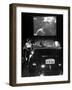 Female Car-Hop Taking Order from Couple in Convertible Car During Movie at Rancho Drive in Theater-Allan Grant-Framed Photographic Print