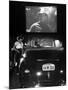 Female Car-Hop Taking Order from Couple in Convertible Car During Movie at Rancho Drive in Theater-Allan Grant-Mounted Photographic Print