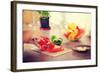 Female Chopping Food Ingredients (Paprika) on the Kitchen.-B-D-S-Framed Photographic Print