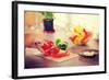 Female Chopping Food Ingredients (Paprika) on the Kitchen.-B-D-S-Framed Photographic Print