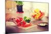 Female Chopping Food Ingredients (Paprika) on the Kitchen.-B-D-S-Mounted Photographic Print