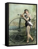 Female Circus Performer with Bicycle-null-Framed Stretched Canvas