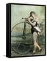 Female Circus Performer with Bicycle-null-Framed Stretched Canvas