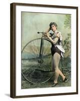 Female Circus Performer with Bicycle-null-Framed Giclee Print