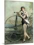 Female Circus Performer with Bicycle-null-Mounted Giclee Print