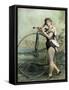 Female Circus Performer with Bicycle-null-Framed Stretched Canvas