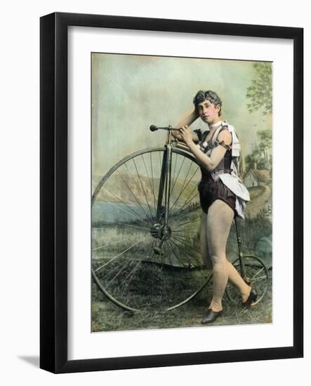 Female Circus Performer with Bicycle-null-Framed Giclee Print