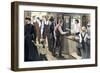 Female Civil Servant: Residents of a City Accusing the New Post Office Employee, circa 1905. Reprod-null-Framed Giclee Print