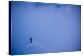 Female Climber on Summit of Peak in the Rocky Mountains; Western Montana-Steven Gnam-Stretched Canvas