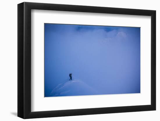 Female Climber on Summit of Peak in the Rocky Mountains; Western Montana-Steven Gnam-Framed Photographic Print
