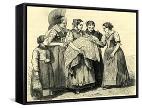 Female Costumes in Appenzell Switzerland-null-Framed Stretched Canvas