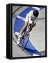 Female Cyclist Racing on the Velodrome Track-null-Framed Stretched Canvas