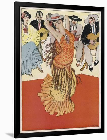 Female Dancer Accompanied by Guitars and Singers Who Also Keep the Rhythm by Clapping-Torne Esquius-Framed Art Print