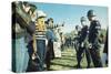 Female Demonstrator Offers a Flower to Military Police During the 1967 March on the Pentagon-null-Stretched Canvas