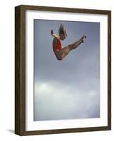 Female Diver Flying Through the Air, California, USA-Paul Sutton-Framed Photographic Print