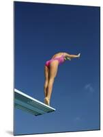 Female Diver in Pink Bathing Suit-null-Mounted Premium Photographic Print