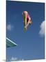 Female Diver in Pink Bathing Suit-null-Mounted Photographic Print