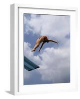 Female Diver in Pink Bathing Suit-null-Framed Photographic Print