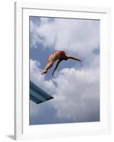 Female Diver in Pink Bathing Suit-null-Framed Photographic Print