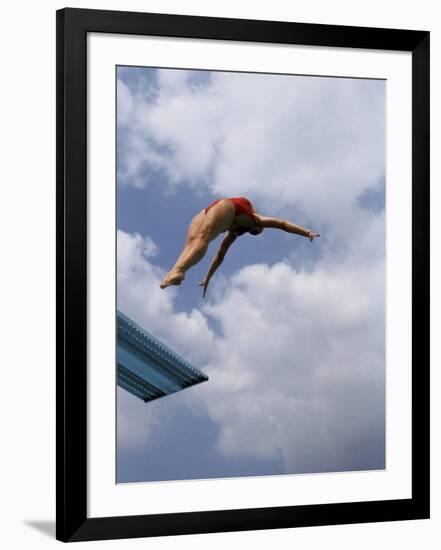Female Diver in Pink Bathing Suit-null-Framed Photographic Print
