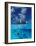 Female Divers Submerged Below Catamaran-Amos Nachoum-Framed Photographic Print